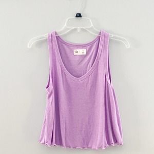 SO V Neck Lettuce Trim Tank Top M NWOT lavender